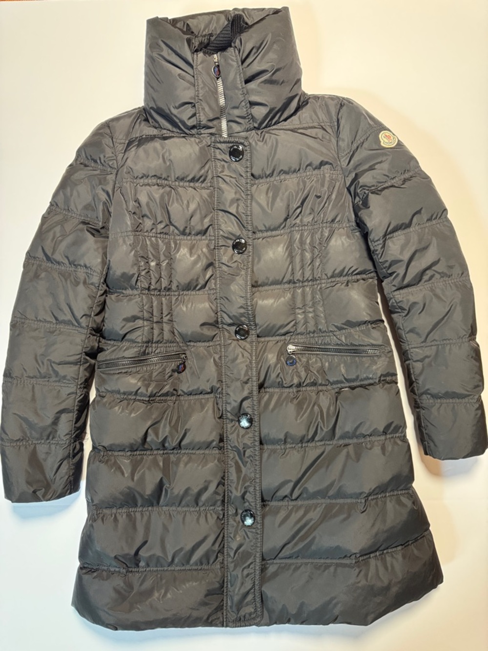 MONCLER Black Quilted Down Puffer Coat High Standing Collar Long Line Ski M/L